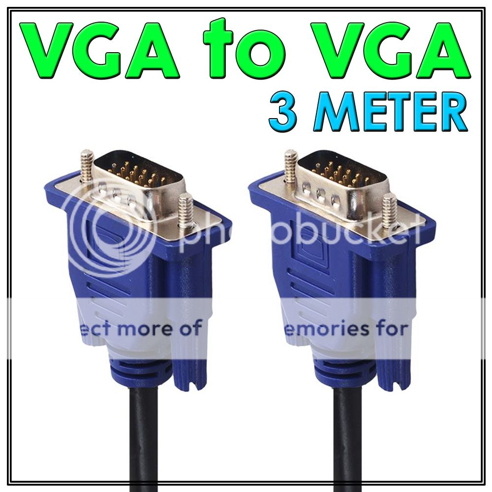 3M Long VGA SVGA 15pin Male to Male Extension PC Monitor LCD HD Screen